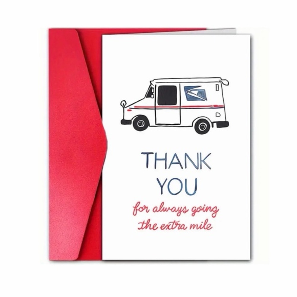 USPS Postal Worker Thank You Card with Red Envelope